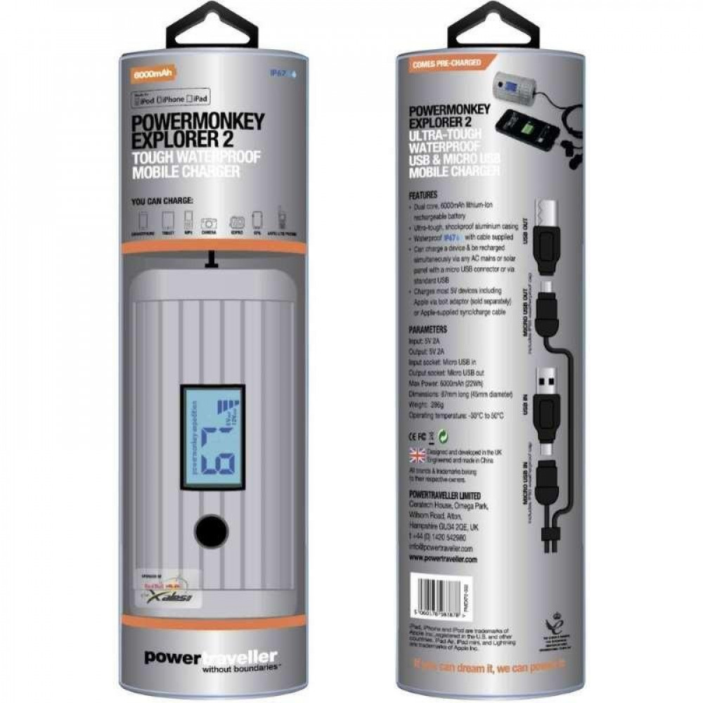 Batterie étanche Powertraveller Powermonkey Explorer 2 grise