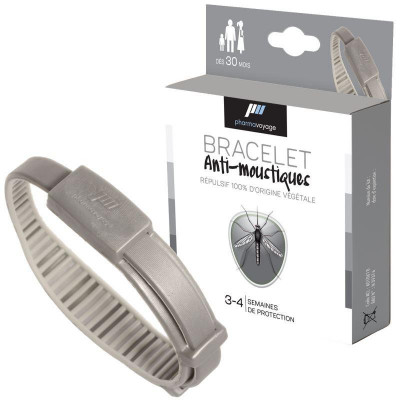 Bracelet anti-moustiques gris Pharmavoyage