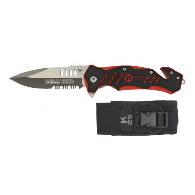 Couteau pliant K25 G10 rouge et noir lame 8.8 cm 