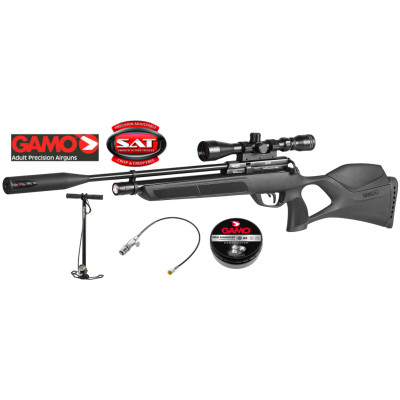 Carabine à plombs PCP Gamo GX 40 cal 5.5mm 40 Joules + pompe + lunette 6-24x50 AOEG