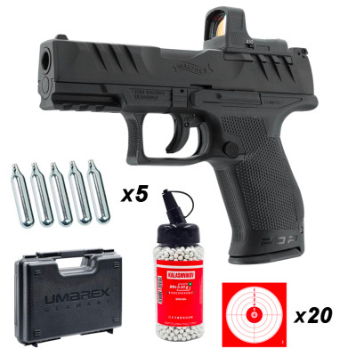 Kit pistolet Walther PDP Compact 4" Combo RDS CO2 cal. 6mm BBs - puissance 2 joules